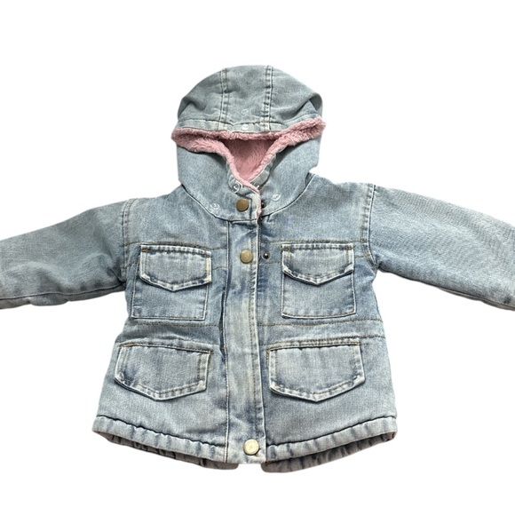 Kids Denim Jacket with Pink Lining - Picture 1 of 8